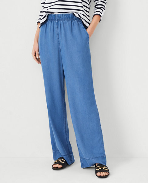 AT Weekend Easy Straight Leg Pants in Soft Blue Wash