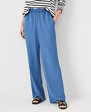 AT Weekend Easy Straight Leg Pants in Soft Blue Wash carousel Product Image 2