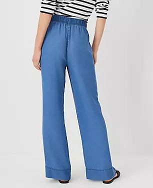 AT Weekend Easy Straight Leg Pants in Soft Blue Wash carousel Product Image 3
