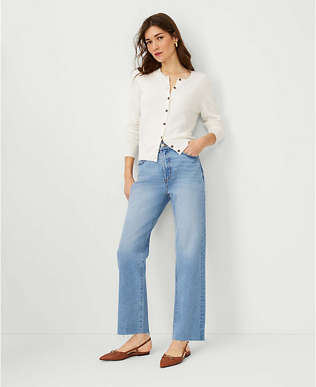 Petite AT Weekend Fresh Cut High Rise Straight Jeans in Light Vintage Wash