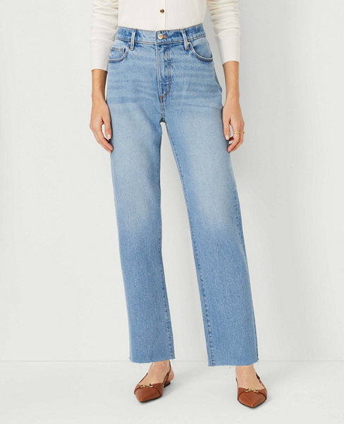 Petite Fresh Cut High Rise Straight Jeans in Light Vintage Wash