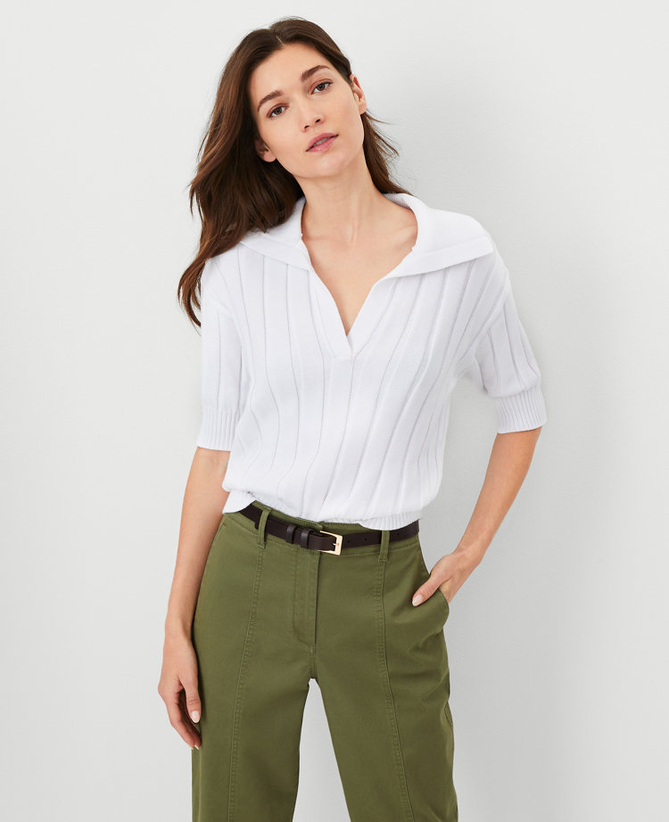 Ribbed Collared Sweater