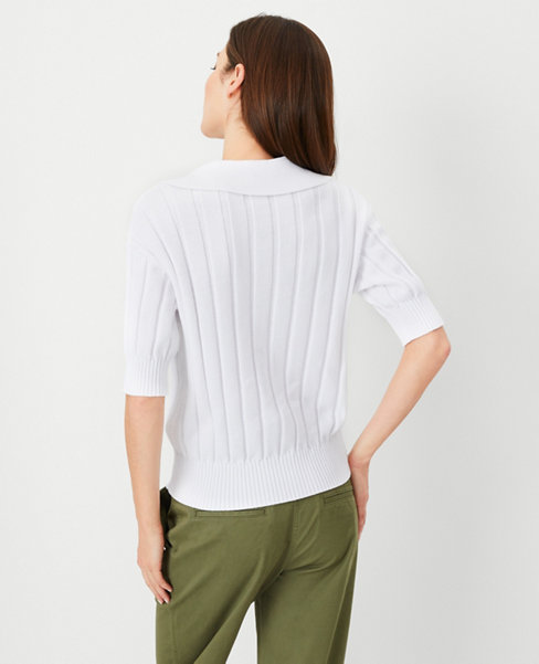 AT Weekend Ribbed Collared Sweater