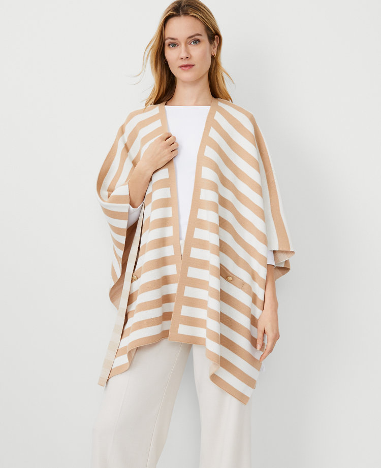 Ann Taylor Striped Open Poncho Baguette Women's