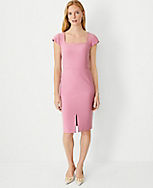 The Scooped Square Neck Front Slit Sheath Dress in Bi-stretch - Curvy Fit carousel Product Image 1