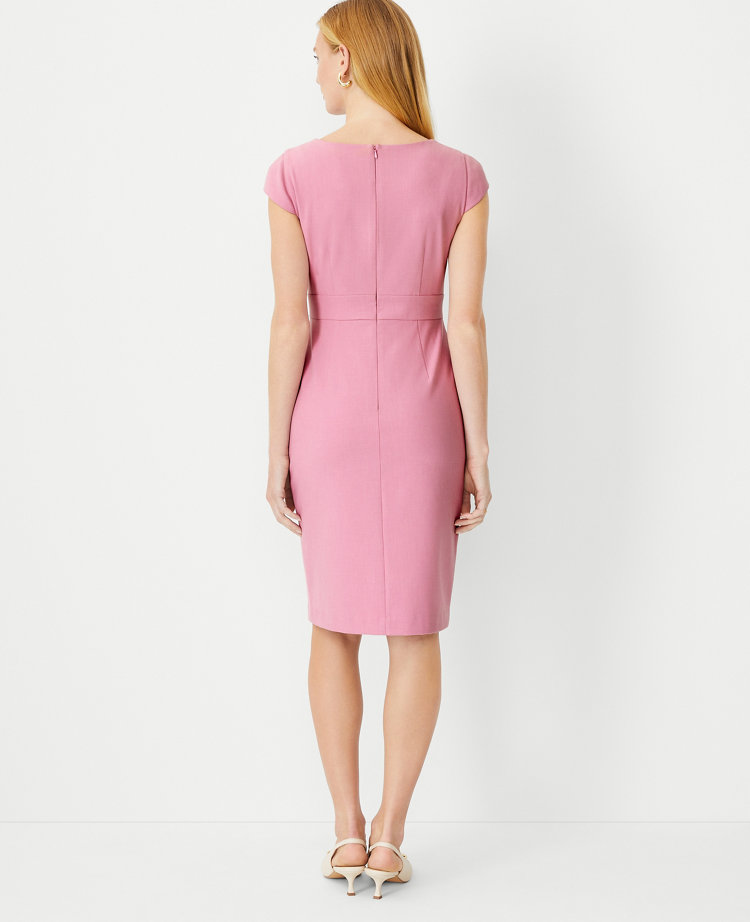 The Scooped Square Neck Front Slit Sheath Dress in Bi-stretch - Curvy Fit