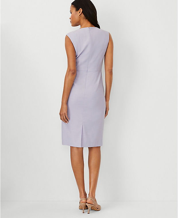 The Petite Side Tuck Wrap Sheath Dress in Textured Stretch