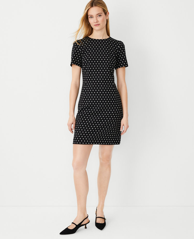 Dot Short Sleeve Sheath Dress