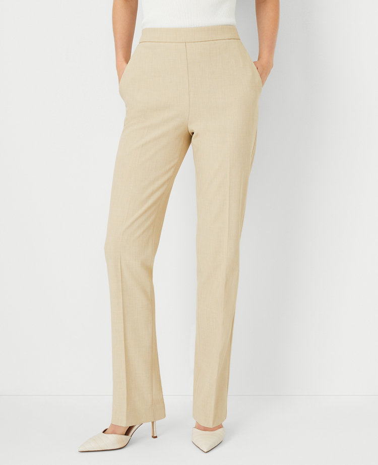 Ann Taylor The Tall Side Zip Straight Pant Bi-Stretch Toasted Oat Women's