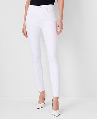 Ann Taylor Mid Rise Skinny Jeans White - Curvy Fit