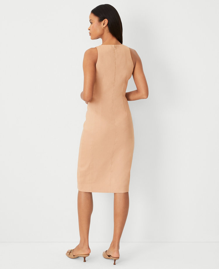 The Petite Cutaway Sheath Dress in Linen Twill