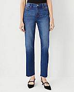 Fresh Cut Mid Rise Straight Jeans in Dark Wash - Curvy Fit carousel Product Image 1