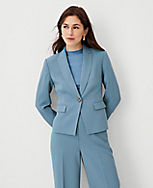 The Petite Shorter One Button Blazer in Fluid Crepe carousel Product Image 1