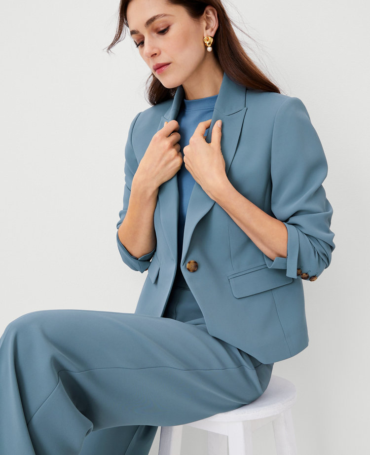 The Petite Shorter One Button Blazer in Fluid Crepe