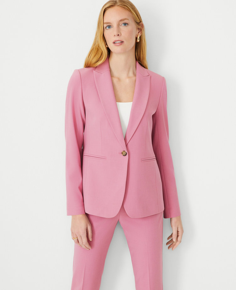 The Petite Long Two-Button Blazer in Seasonless Stretch