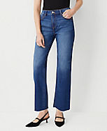 Petite Fresh Cut Mid Rise Straight Jeans in Dark Wash carousel Product Image 1