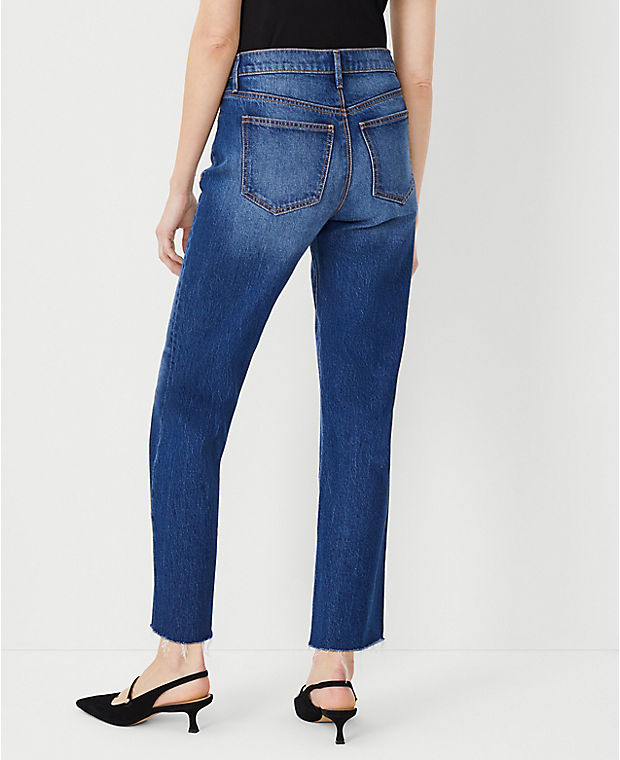 Petite AT Weekend Fresh Cut Mid Rise Straight Jeans in Dark Wash