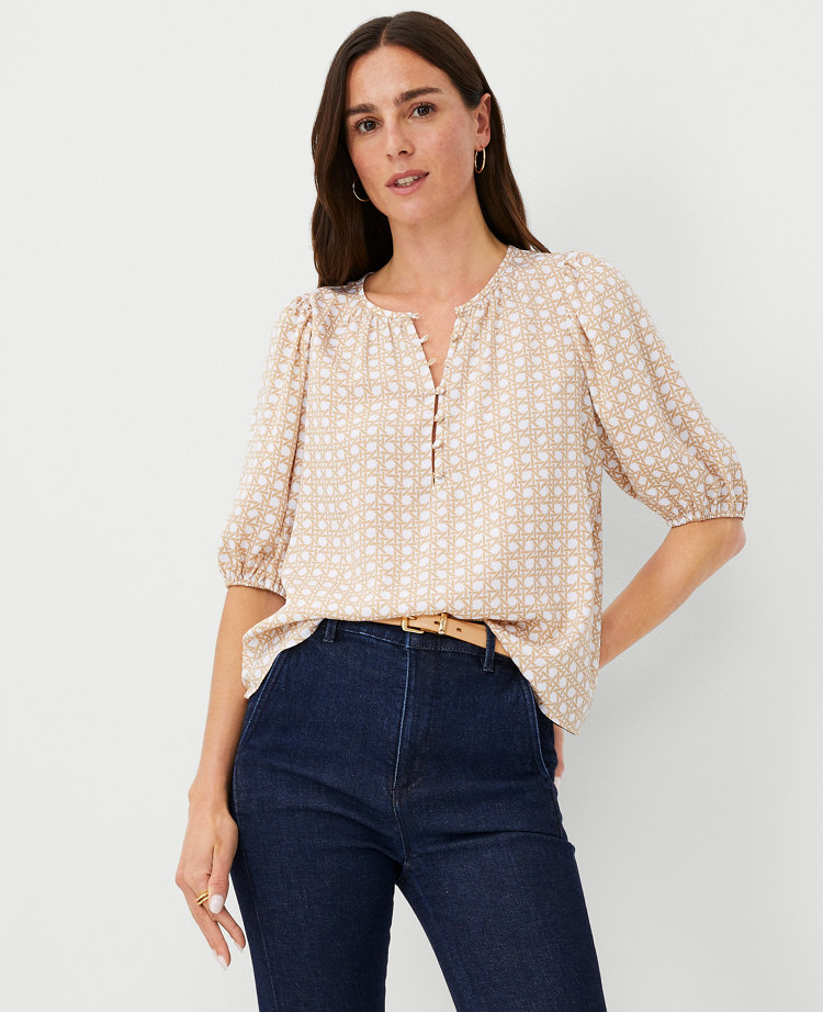 Ann Taylor Button Popover Top Baguette Women's