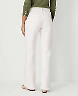 Petite Frayed Mid Rise Wide Leg Jeans in Ivory carousel Product Image 3
