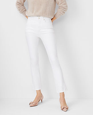 Ann Taylor Petite High Rise Boot Crop Jeans White