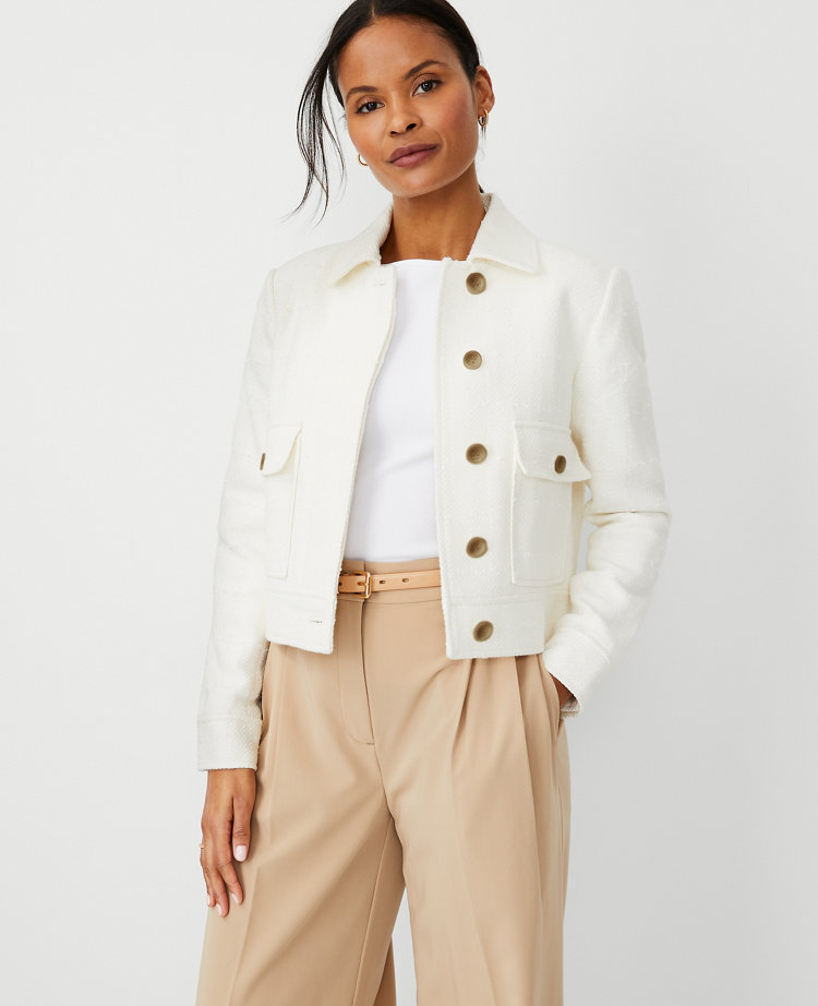 Women's White Petite Jackets and Blazers Ann Taylor
