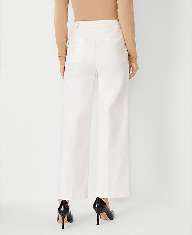 Petite Mariner High Rise Wide Leg Crop Jeans in Ivory
