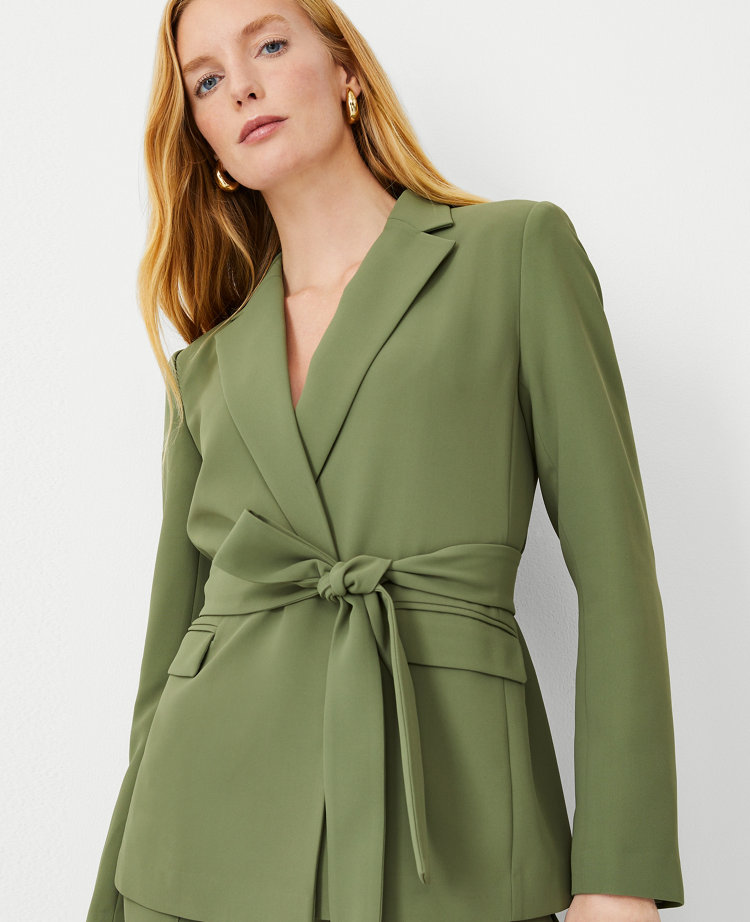 The Petite Belted Blazer in Crepe