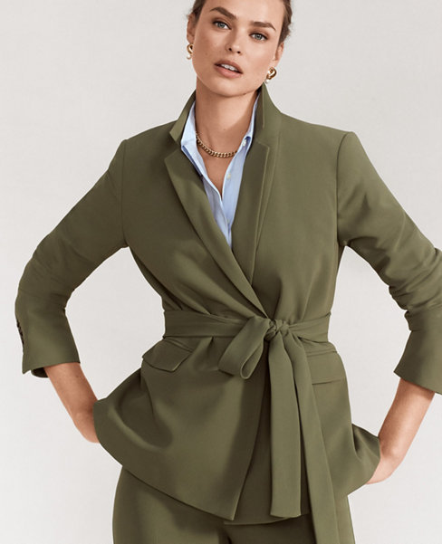 The Petite Belted Blazer in Crepe