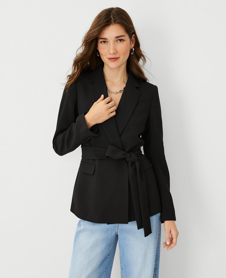 The Petite Belted Blazer in Crepe