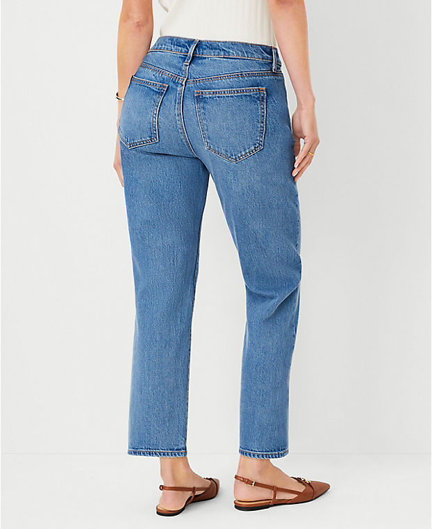 Petite Mid Rise Straight Jeans in Classic Indigo Wash - Curvy Fit