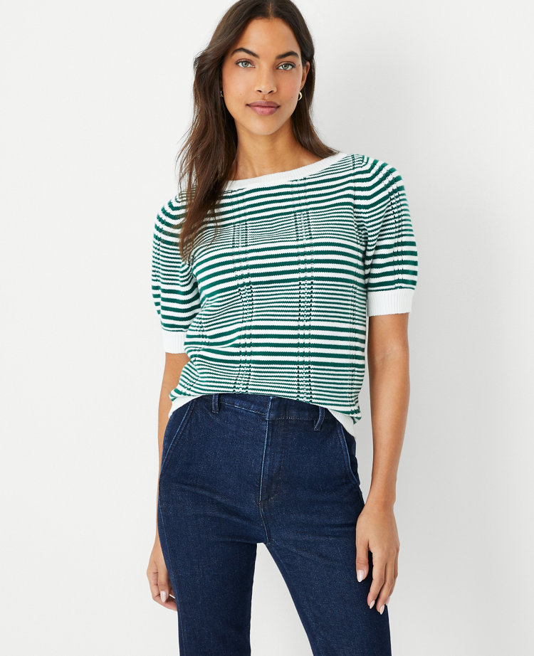 Loft stitchy puff sleeve on sale sweater