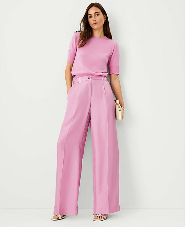 Studio Collection Pleated Wide Leg Pant in Silk
