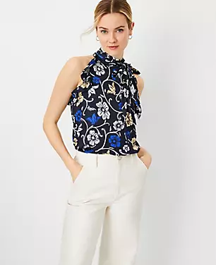 Floral Ruffle Halter Top carousel Product Image 1