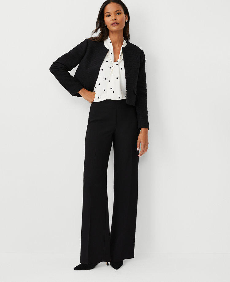 Petite High Rise Side Zip Straight Pants in Crepe