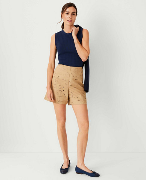 Ann Taylor The Side Zip Short Embroidery