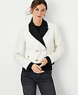 The Petite Blocked Cropped Double Breasted Blazer in Tweed carousel Product Image 2