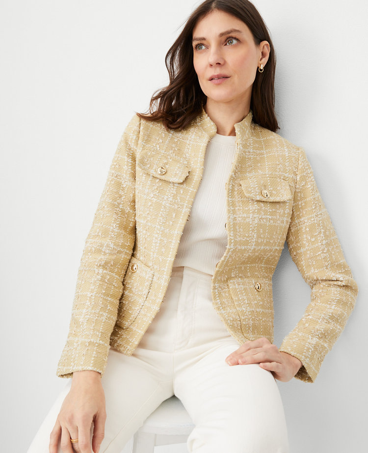 Petite Stand Collar Tweed Jacket