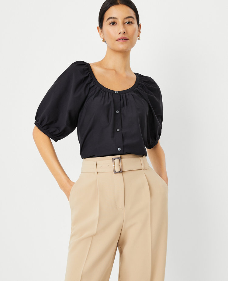 Ann Taylor Blouson Sleeve Button Top Women's