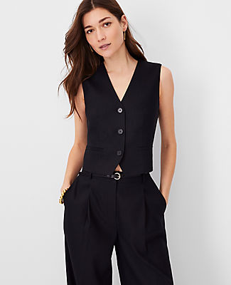 Ann Taylor The Fitted Vest Linen Twill