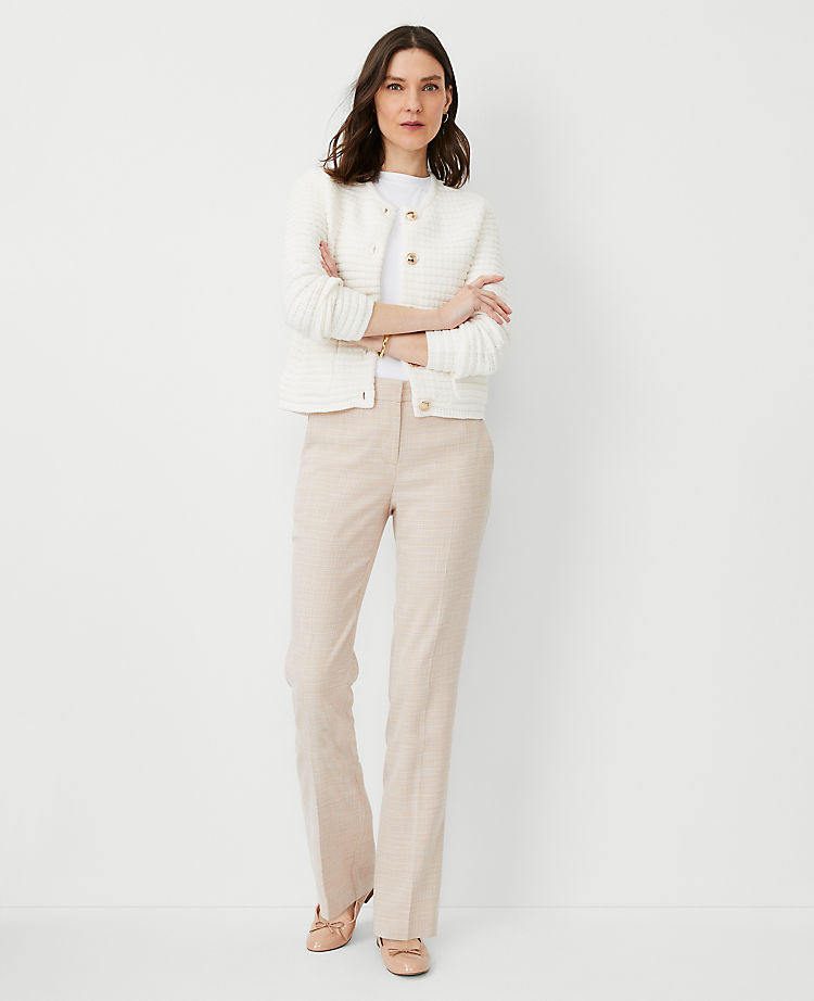 The Petite Sophia Straight Pant in Textured Crosshatch