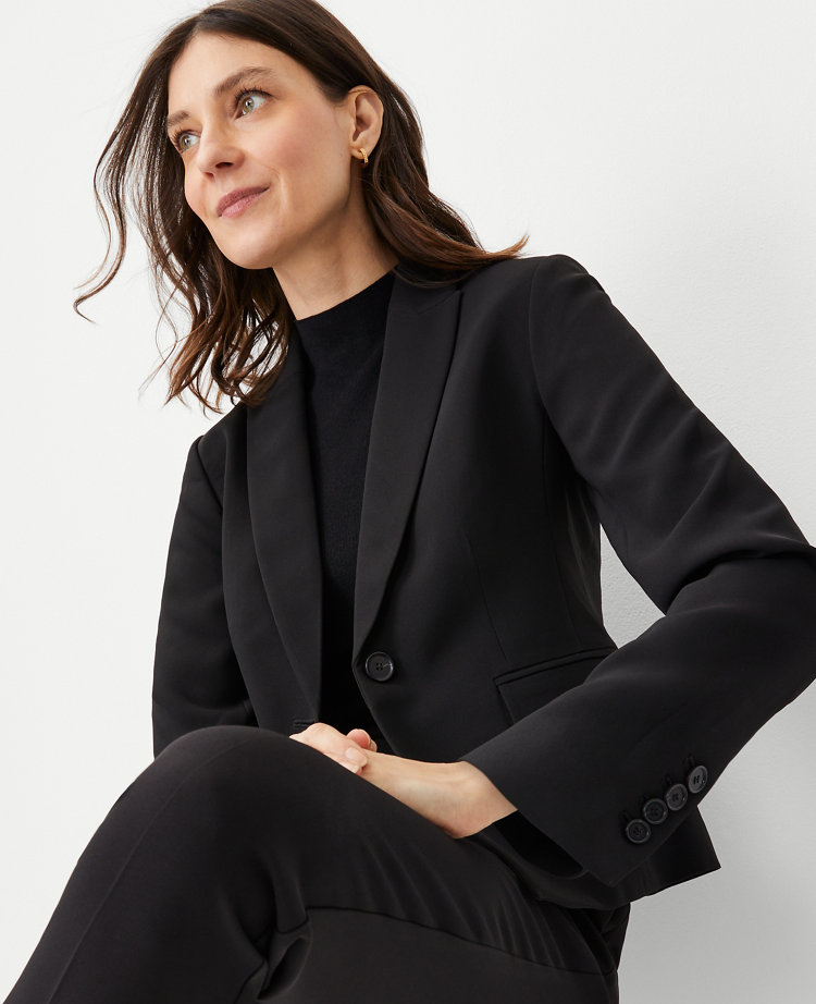 The Shorter One Button Blazer in Fluid Crepe