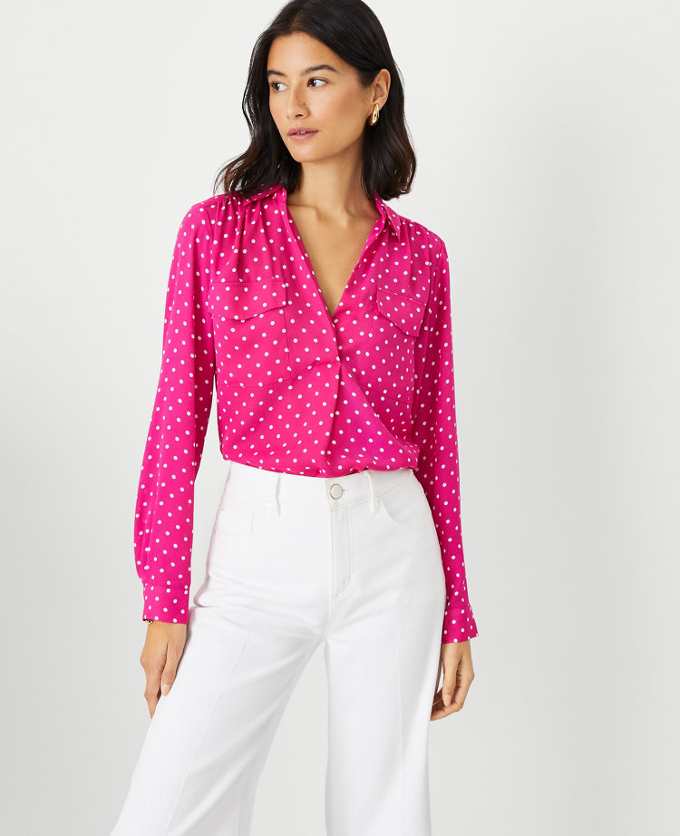 Ann Taylor Dotted Camp Shirt