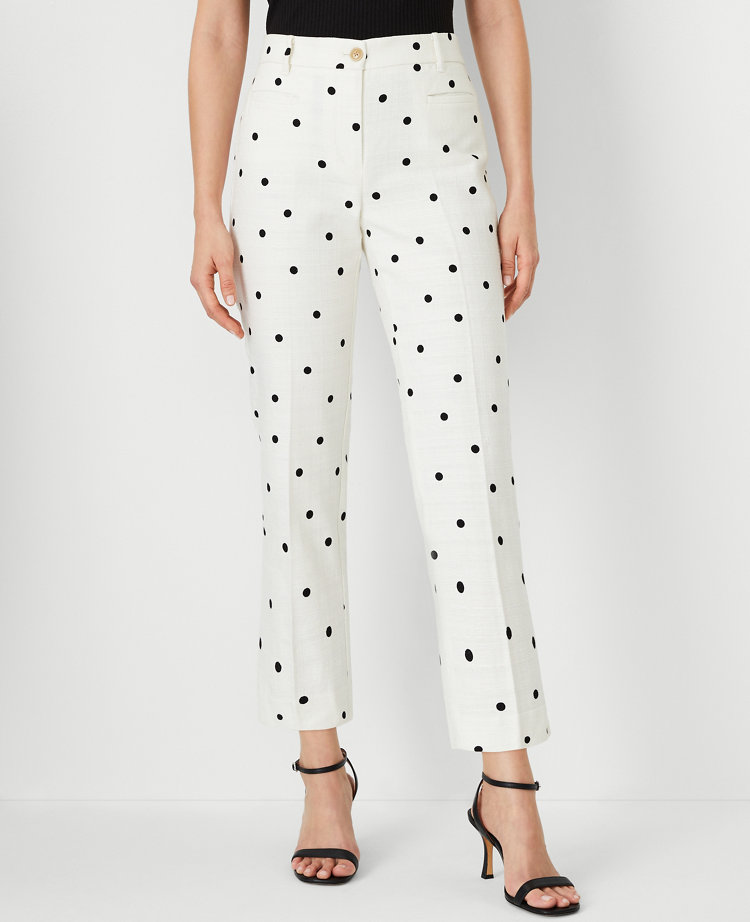 Ann Taylor The Cotton Crop Pant in Textured Dot - Curvy Fit