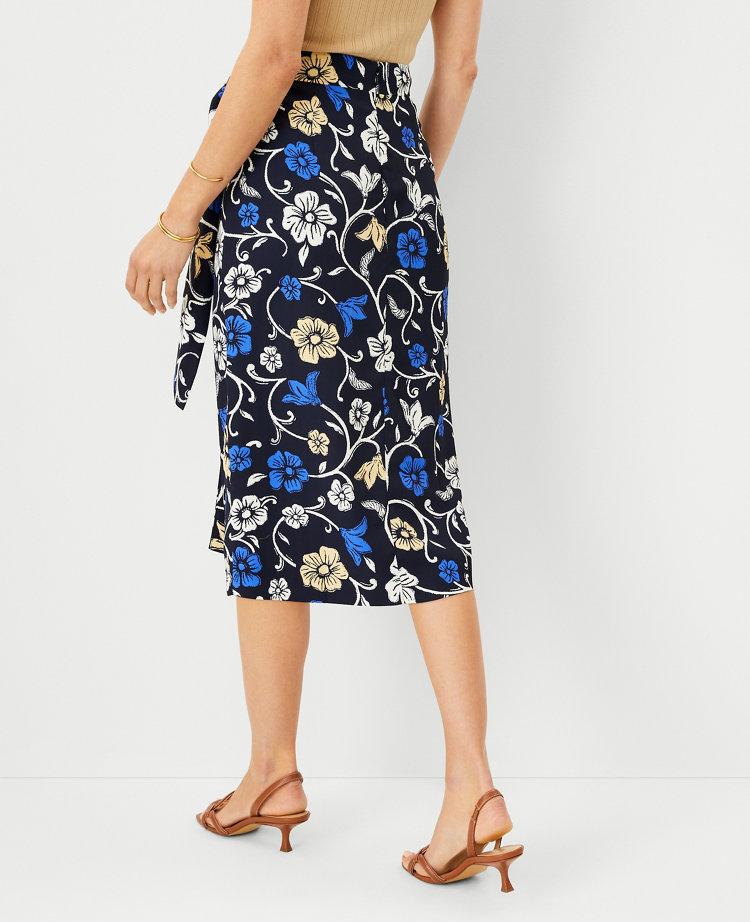 Floral Sarong Wrap Pencil Skirt