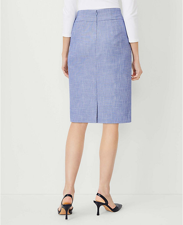 The Petite High Waist Seamed Pencil Skirt in Cross Weave