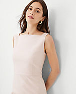 The Petite High Square Neck Sheath Dress in Stretch Cotton carousel Product Image 3