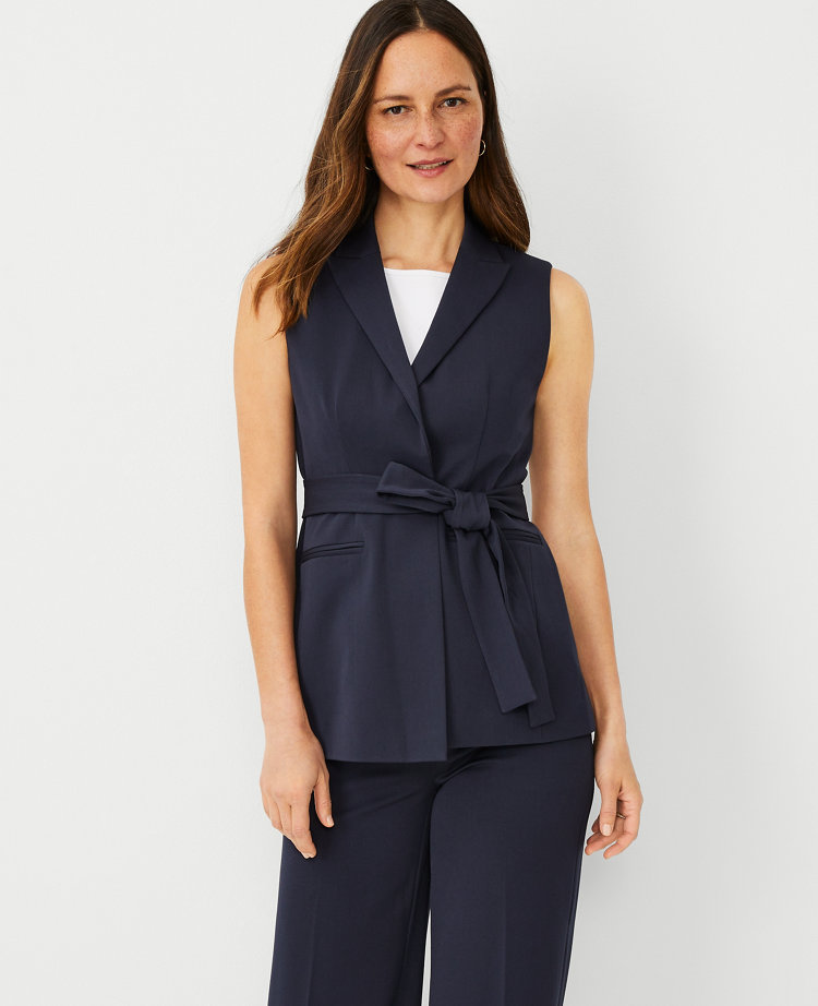 Ann Taylor Petite Long Belted Vest