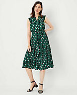Floral Tile Ruffle Belted Flare Dress carousel Product Image 2