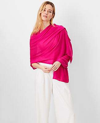Ann Taylor Oversized Wrap Scarf In Hot Pink Poppy