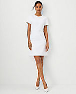The Short Sleeve Belted A-Line Dress in Stretch Cotton carousel Product Image 1